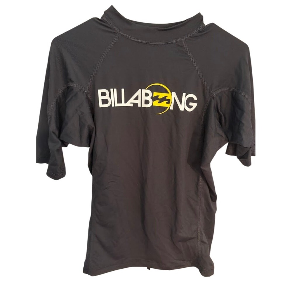 Billabong Mens Rash Guard Short Sleeve Swim Shirt Black Medium AB00863